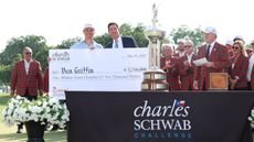 Ben Griffin with his cheque after winning the Charles Schwab Challenge 