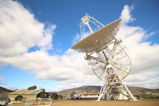 The 26m antenna at the Mount Pleasant Radio Observatory.