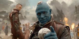 Yondu smirks while pointing at the camera in 'Guardians of the Galaxy'