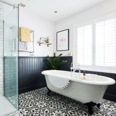 bathroom makeover with roll top bath statement