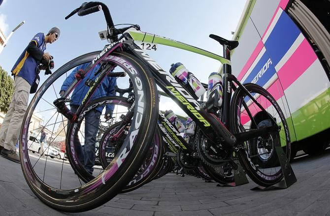 Lampre's Merida bikes are bright. Very bright.