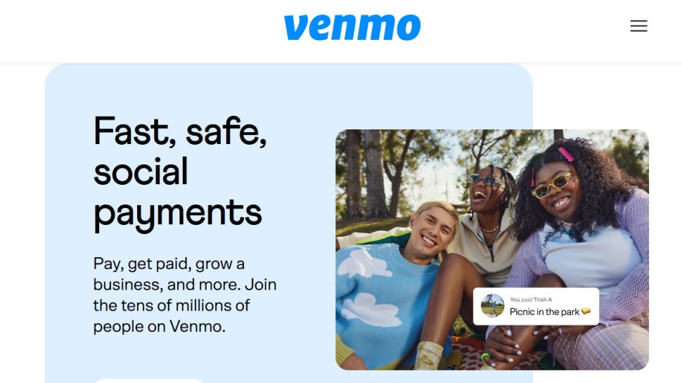 Venmo website screenshot (May 2025).