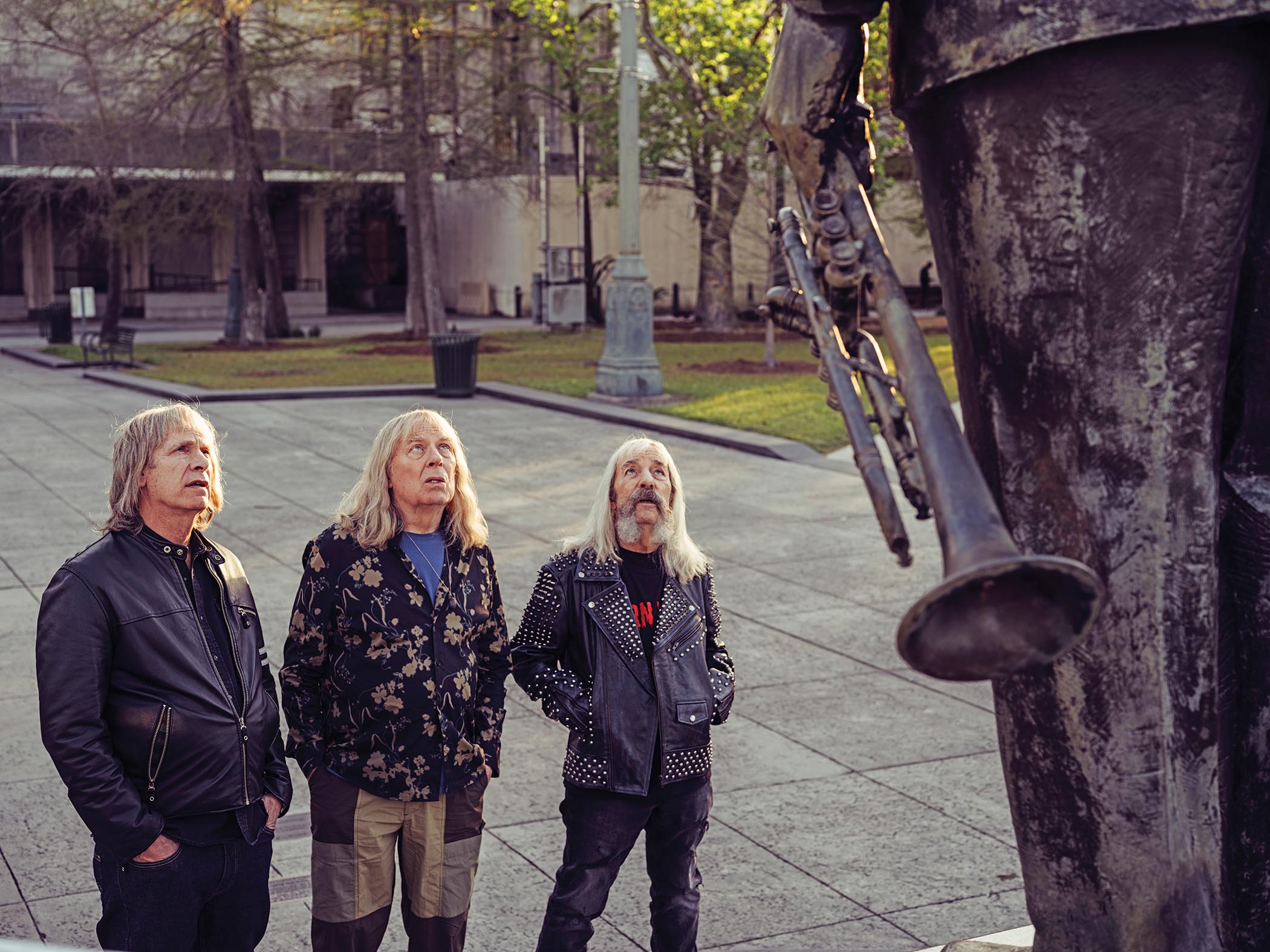 Still from Spinal Tap II: The End Continues, a mockumentary that follows the UK rockers from the stage to the cheese shop, navigating the digital world and paying respects to musical greats.