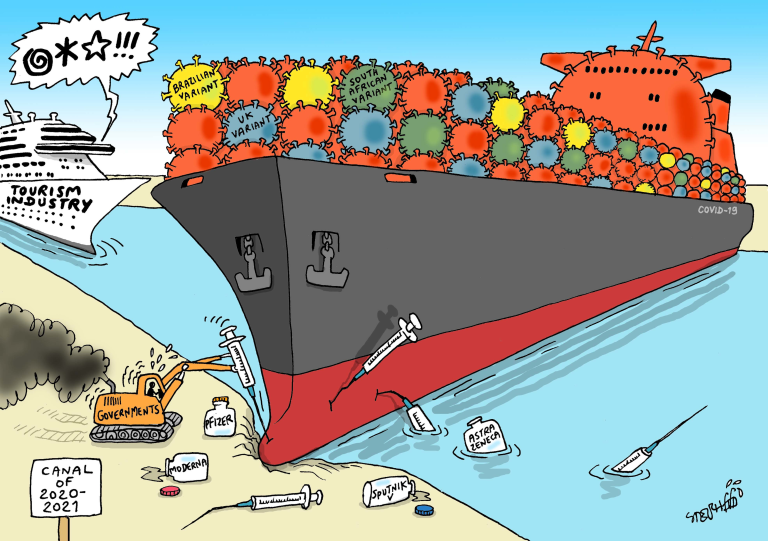 Editorial Cartoon U.S. suez canal tourism covid