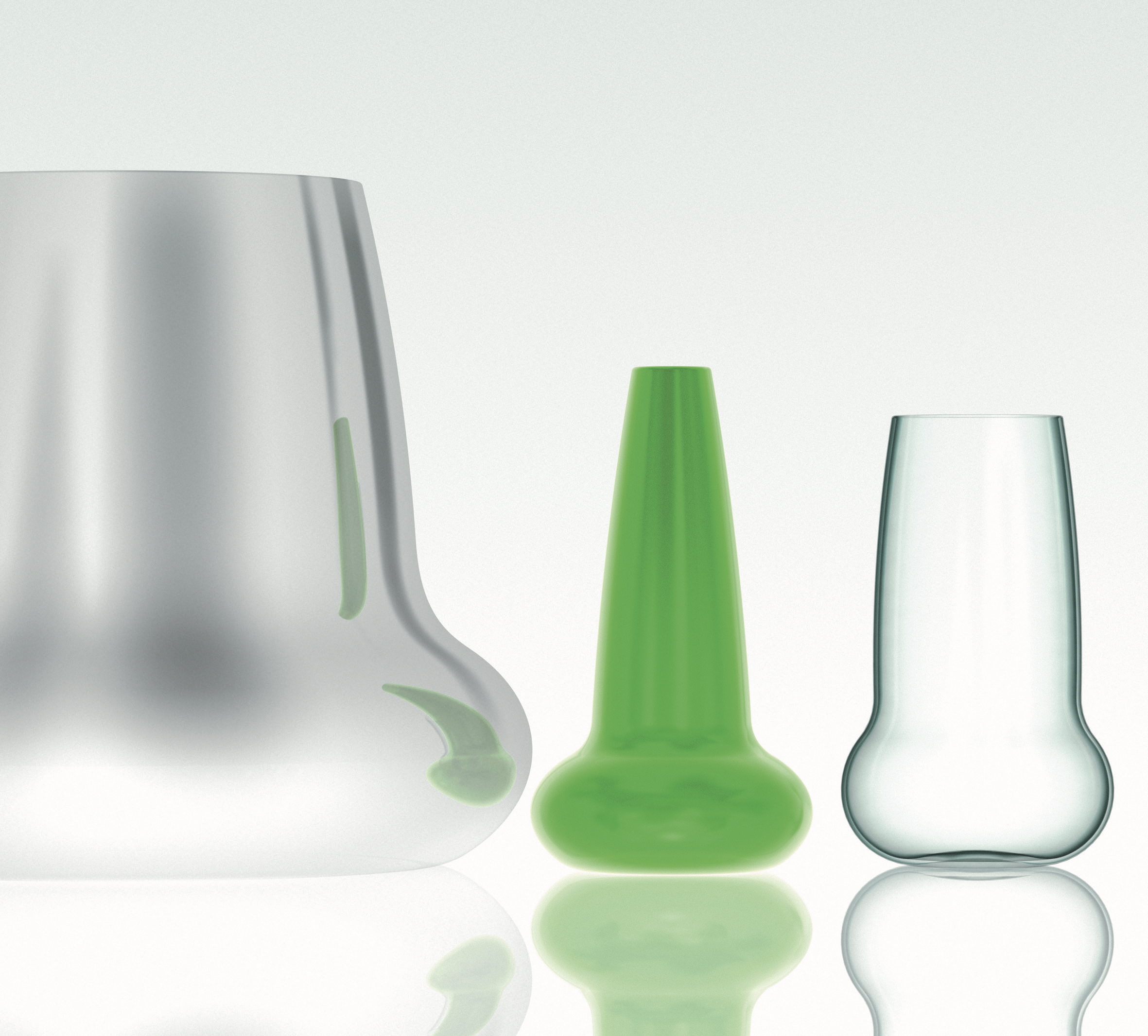 Venini glassware and a wine cooler in polished aluminum