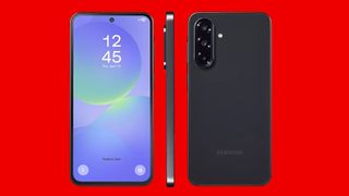 Galaxy A36 5G renders on red background