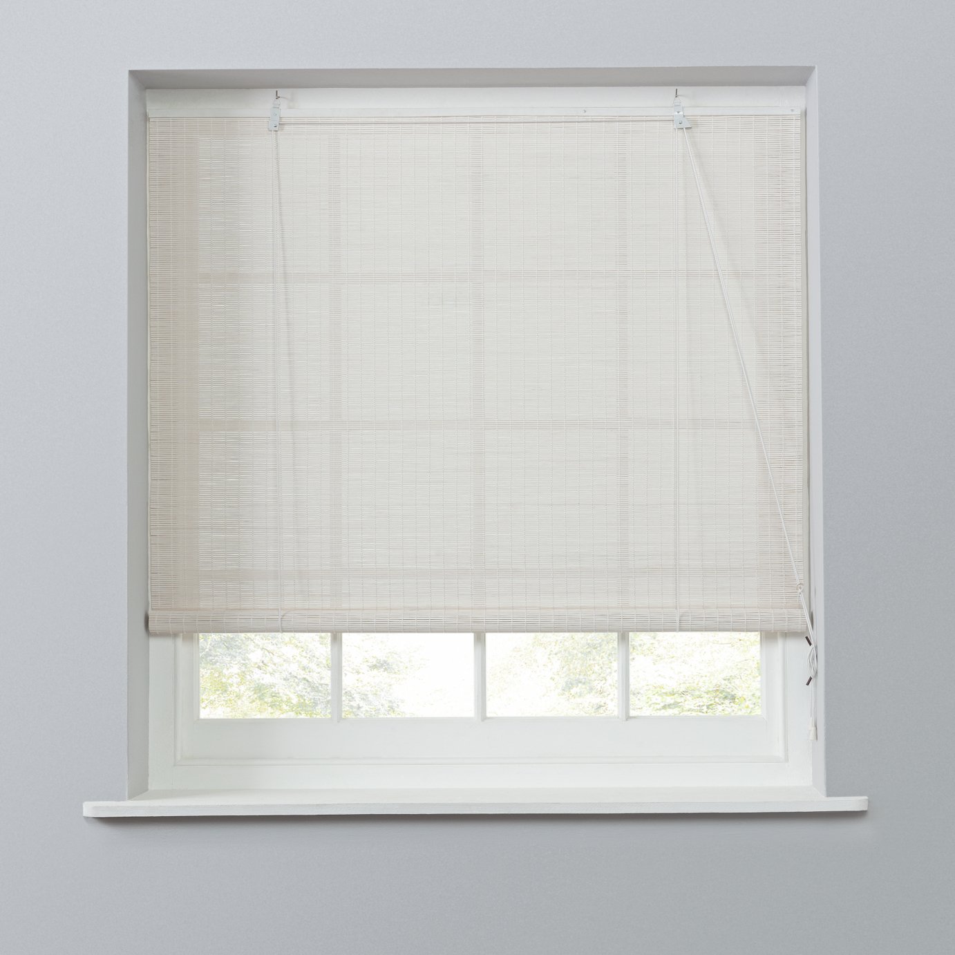 Little Black Book Bamboo White Roller Blind - 120cm