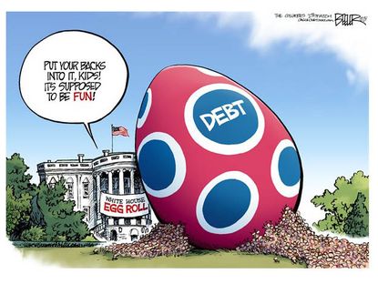 Editorial cartoon White House Easter debt