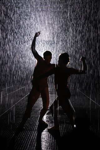 People dancing in the 'Rain Room'