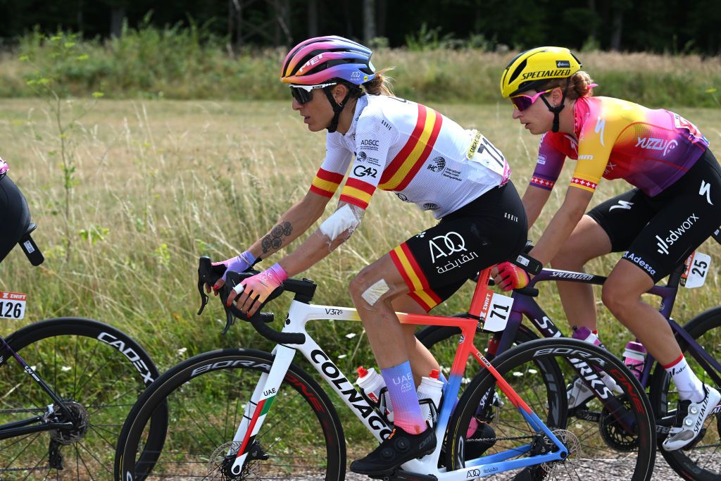 SAINTDIDESVOSGES FRANCE JULY 28 Margarita Victoria Garcia Caellas of Spain and UAE Team ADQ competes during the 1st Tour de France Femmes 2022 Stage 5 a 1756km stage from BarleDuc to SaintDidesVosges TDFF UCIWWT on July 28 2022 in SaintDidesVosges France Photo by Dario BelingheriGetty Images