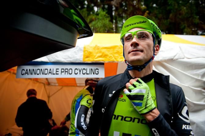 Ivan Basso (Cannondale) gets ready to race in the rain