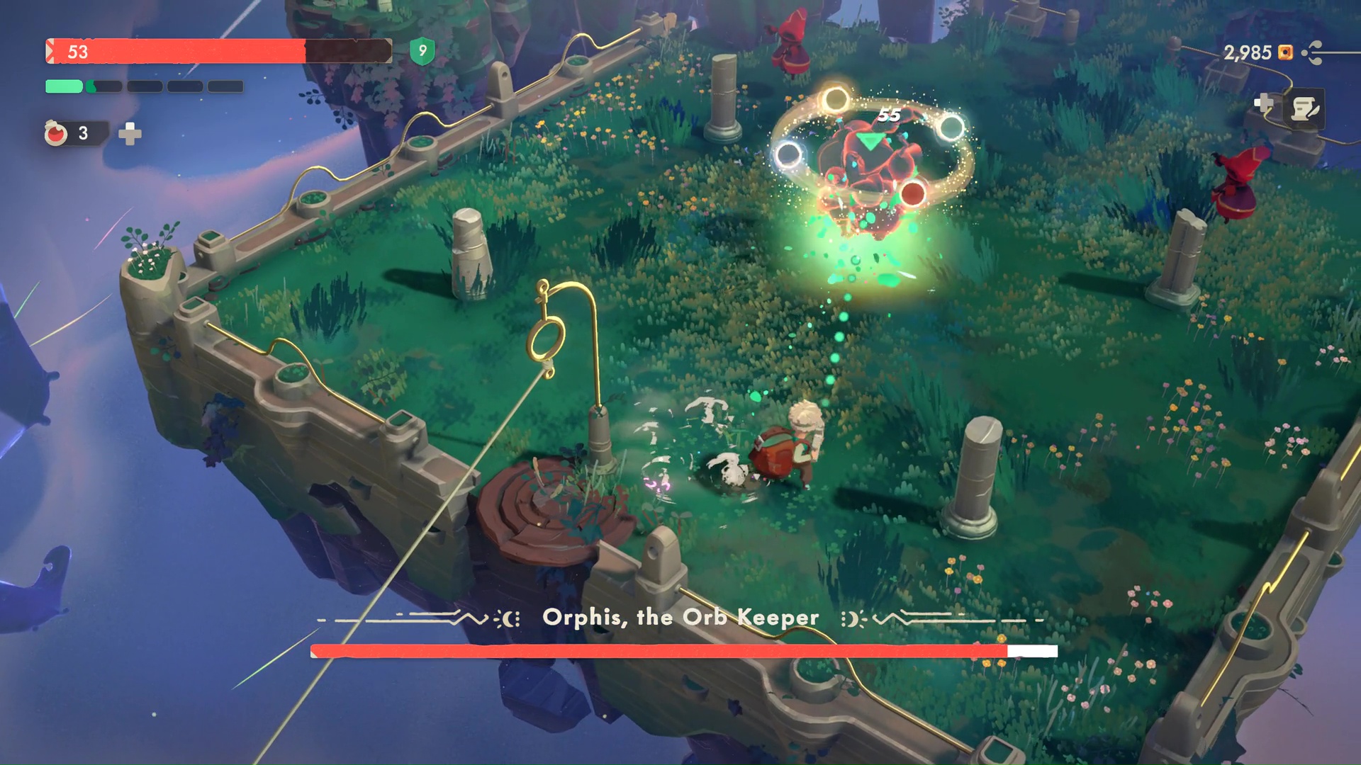 Fighting through Zephyr in Moonlighter 2