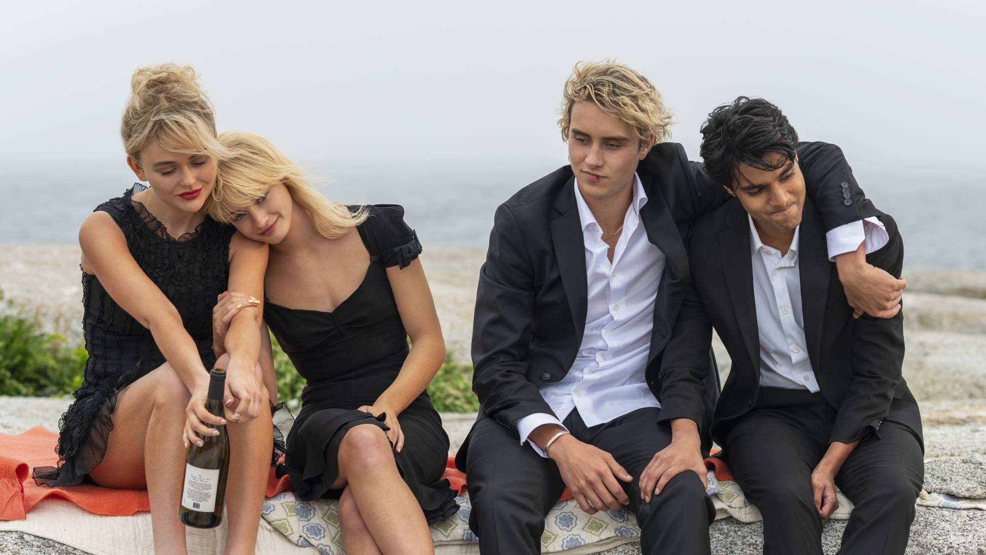 Emily Alyn Lind, Esther McGregor, Joseph Zada, and Shubham Maheshwari in "We Were Liars" coming soon to Prime Video