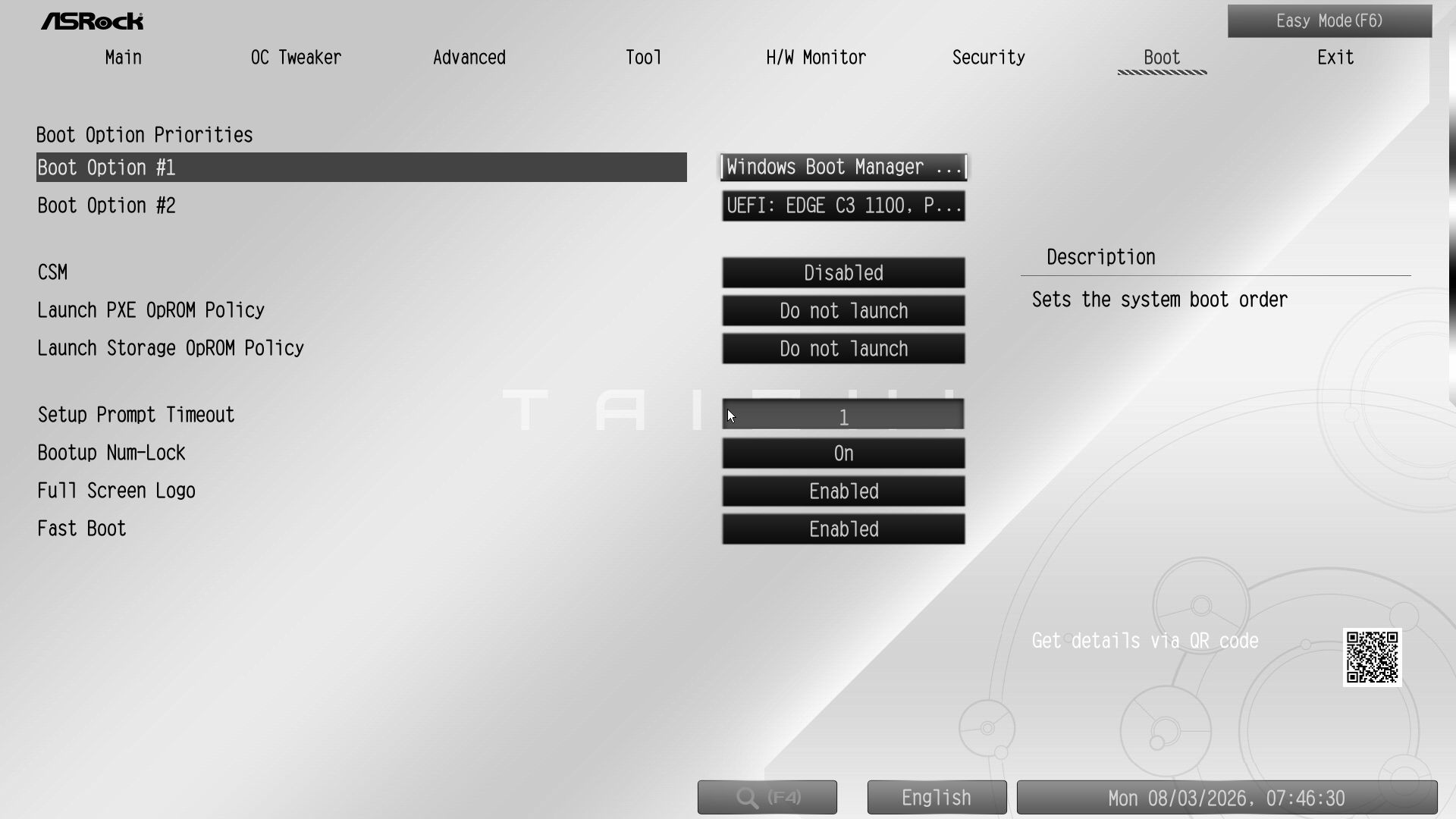 ASRock X870E Taichi White - BIOS