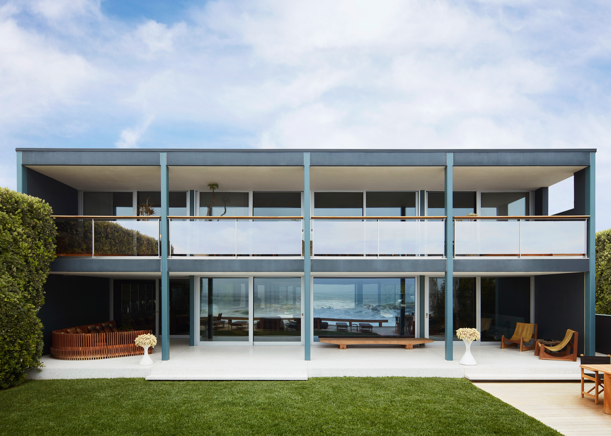 colourful interiors at Malibu beach house by Studio Shamshiri