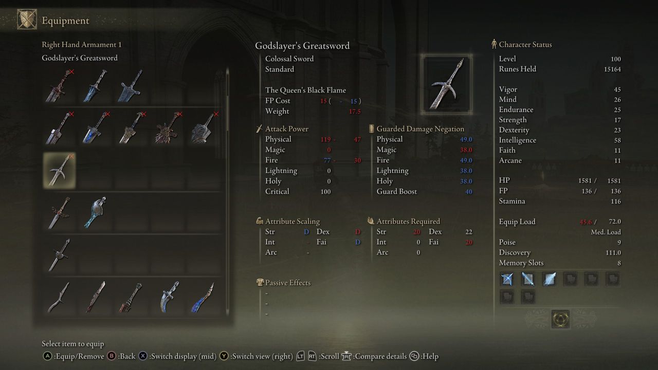 Godslayer's Greatsword Stats
