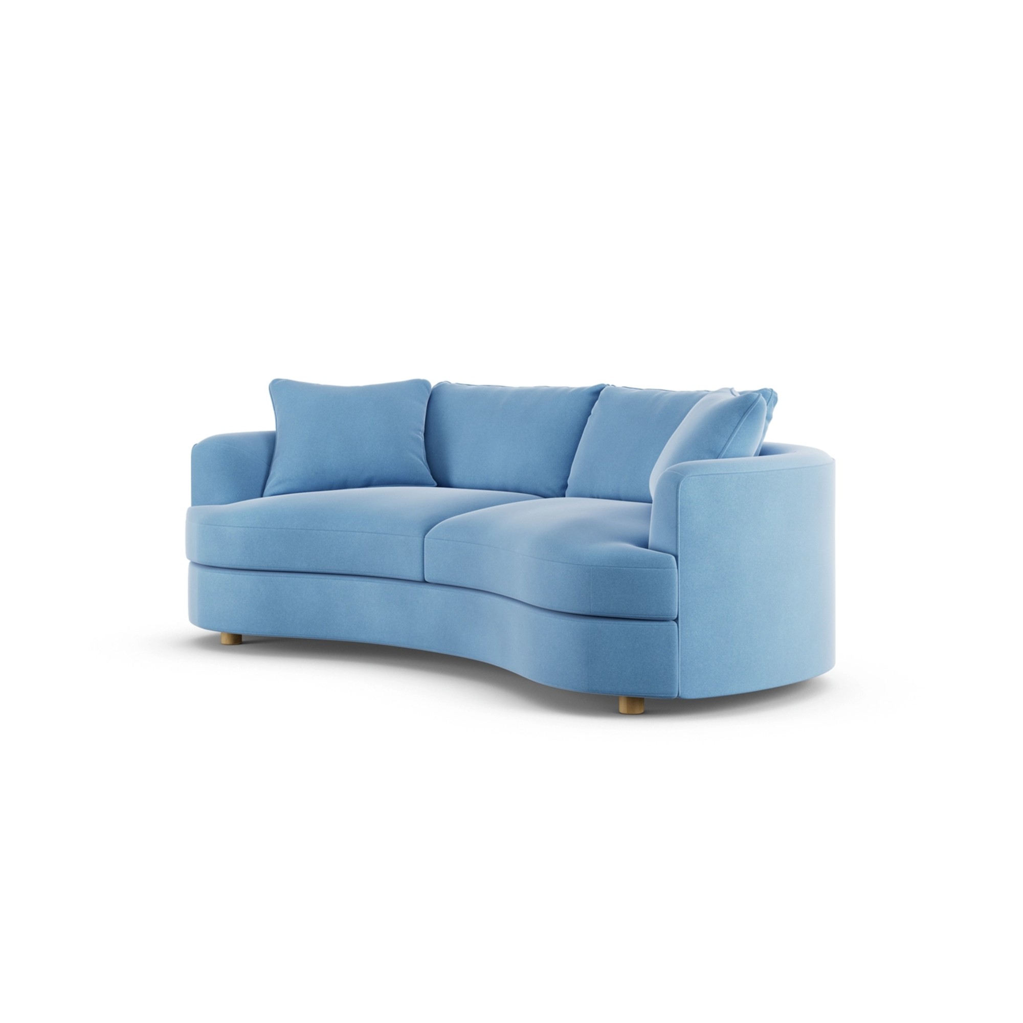 Habitat Sacha Velvet 3 Seater Sofa - Sky Blue - Ash Leg