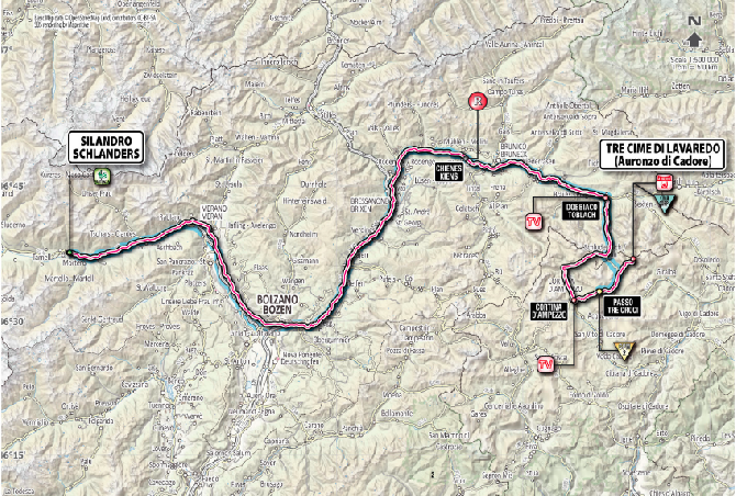 The new route of stage 20 of the 2013 Giro d'Italia