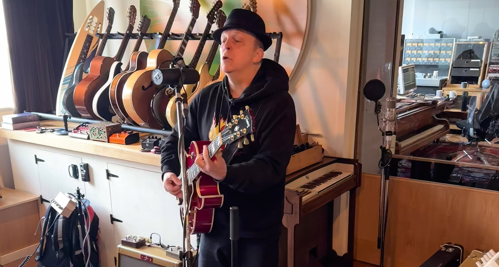 Among all the guitars used on the new album was this Gibson L-4 CES. Traditionally a jazz guitar, here Stephen Dale Petit&amp;nbsp;shows that it can rock with the best of them