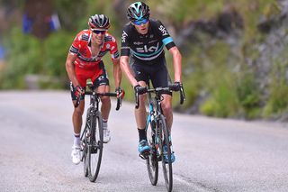 Chris Froome and Richie Porte ride to the finish of stage 5 at the Criterium du Dauphine