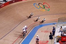 Germany almost catching Great Britain in the Olympic team pursuit final