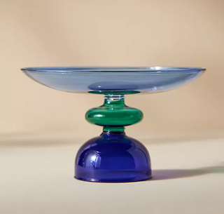Blue pedestal trinket dish.