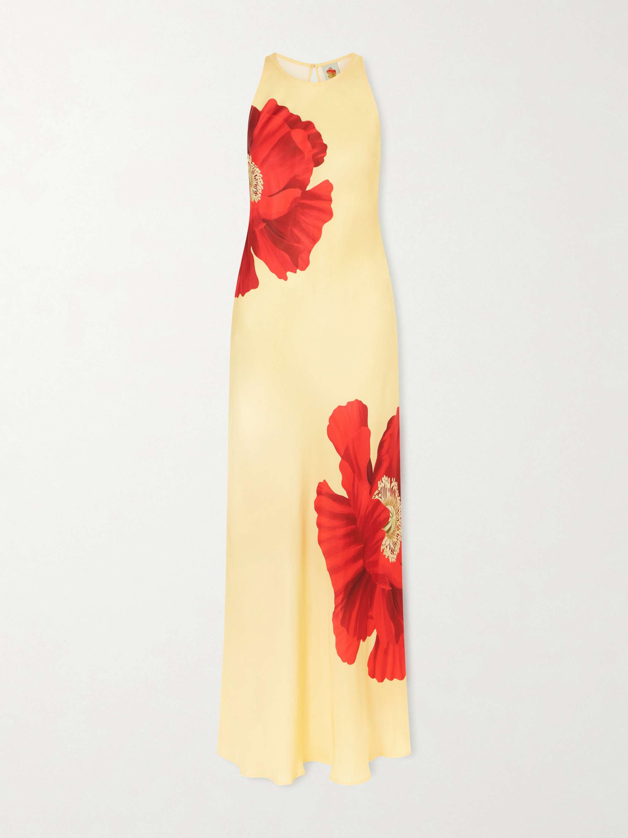 Floral-Print Satin Maxi Dress