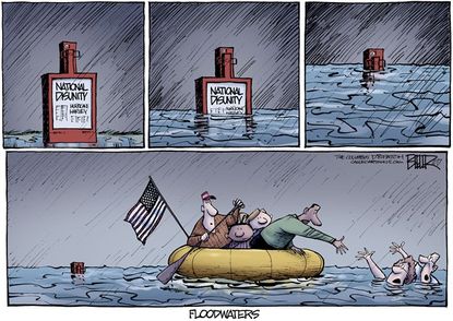 Political cartoon U.S. Harvey party politics national unity