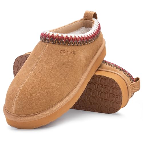 Fitory Women's Suede Slipper | Flat Short Mini Boots With Fur Fleece | Winter Casual Comfort Shoes Brown Size 6