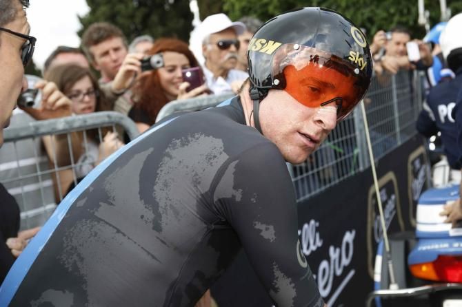 Wiggins (Sky) finishes the longest individual test at the 2013 Giro