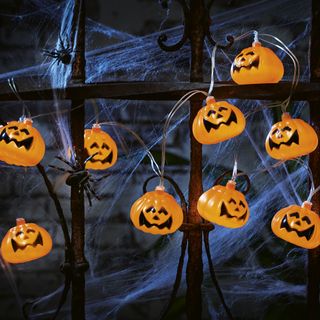 halloween string light with spider web