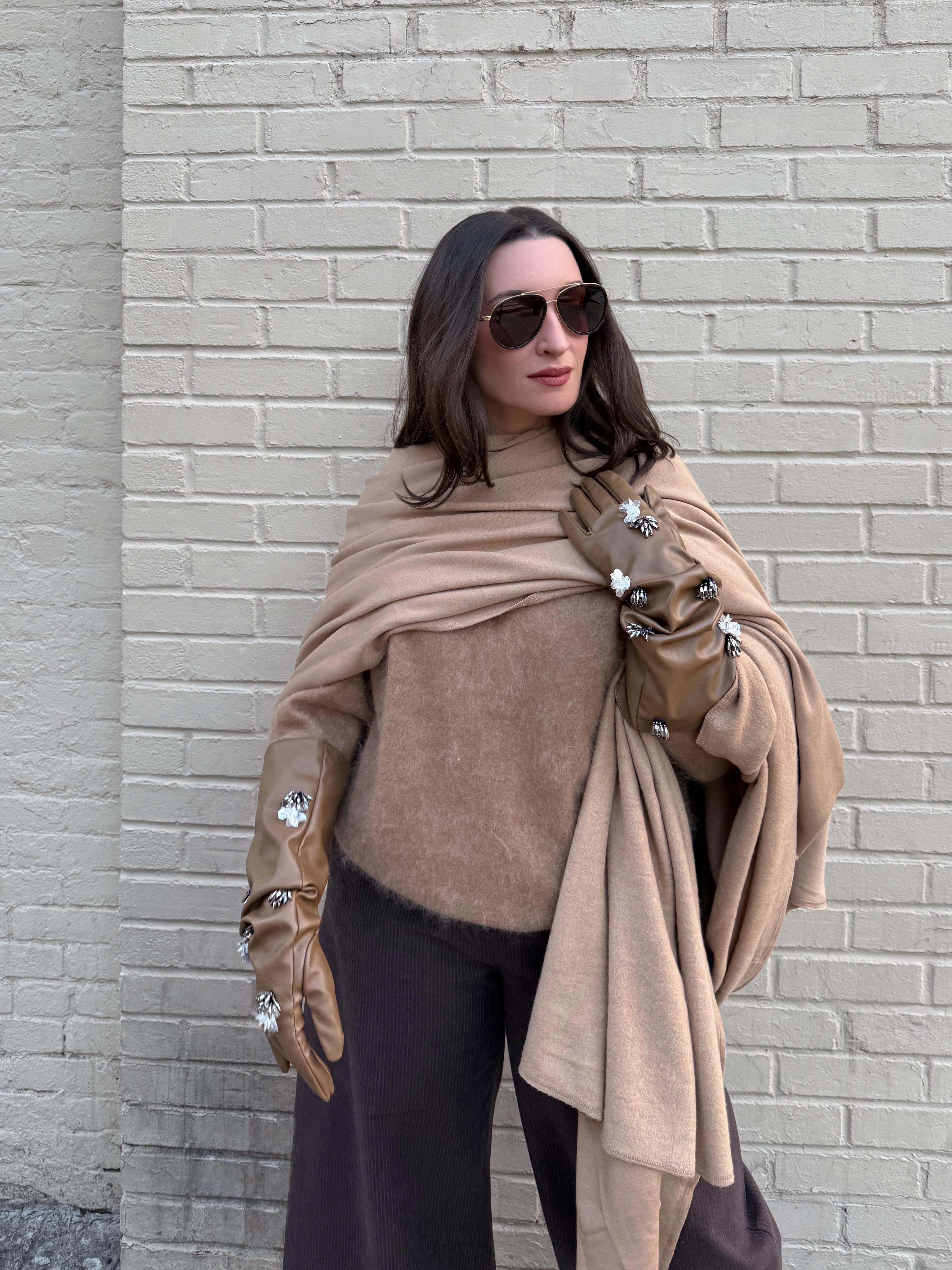 Bella Gerard wearing a cashmere wrap