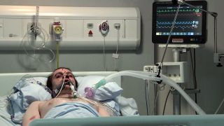Seb Franklin lies in hospital bed Coronation Street