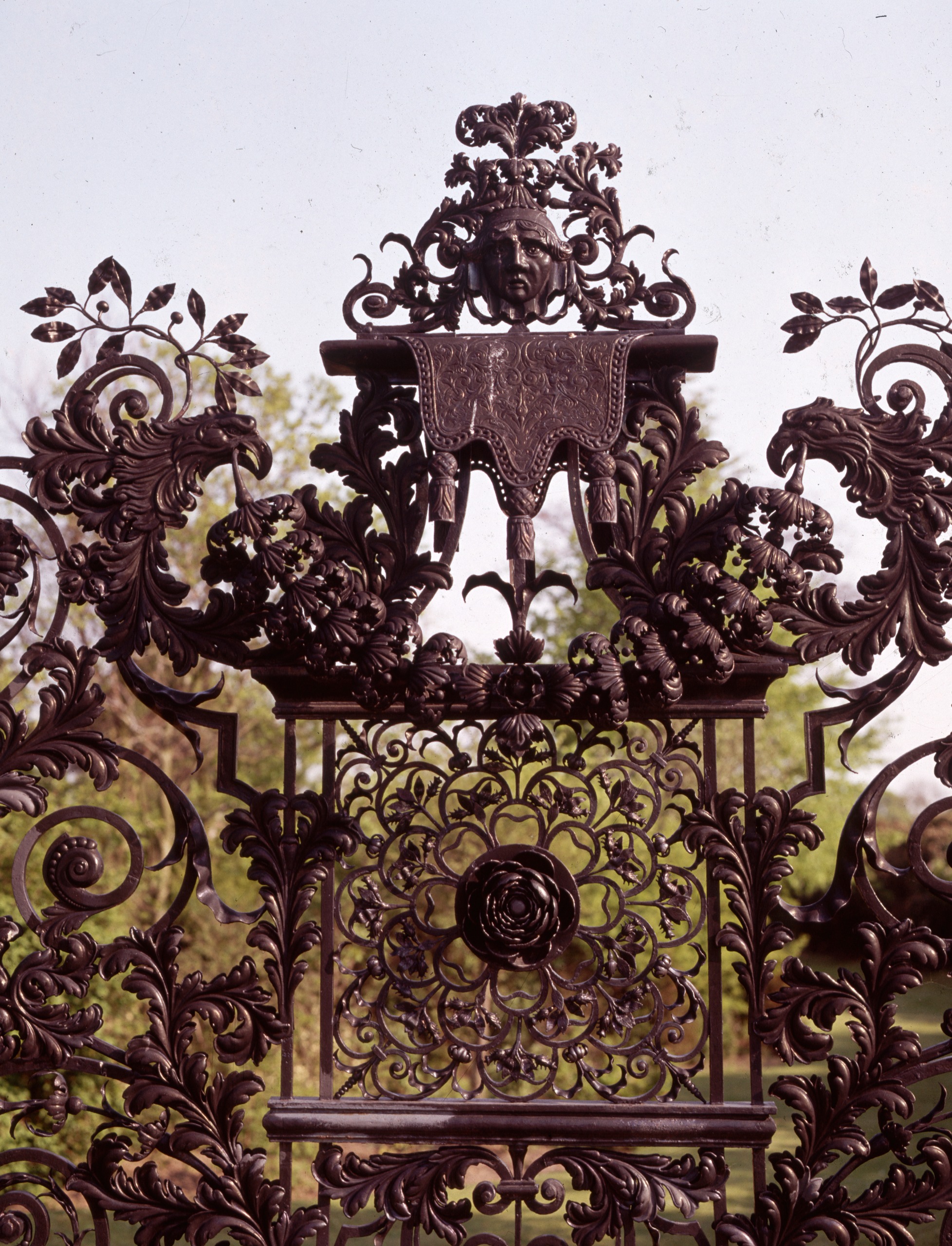Detail of decorative screen for fountain garden, created by Jean Tijou for William III. | Located in: Hampton Court.
