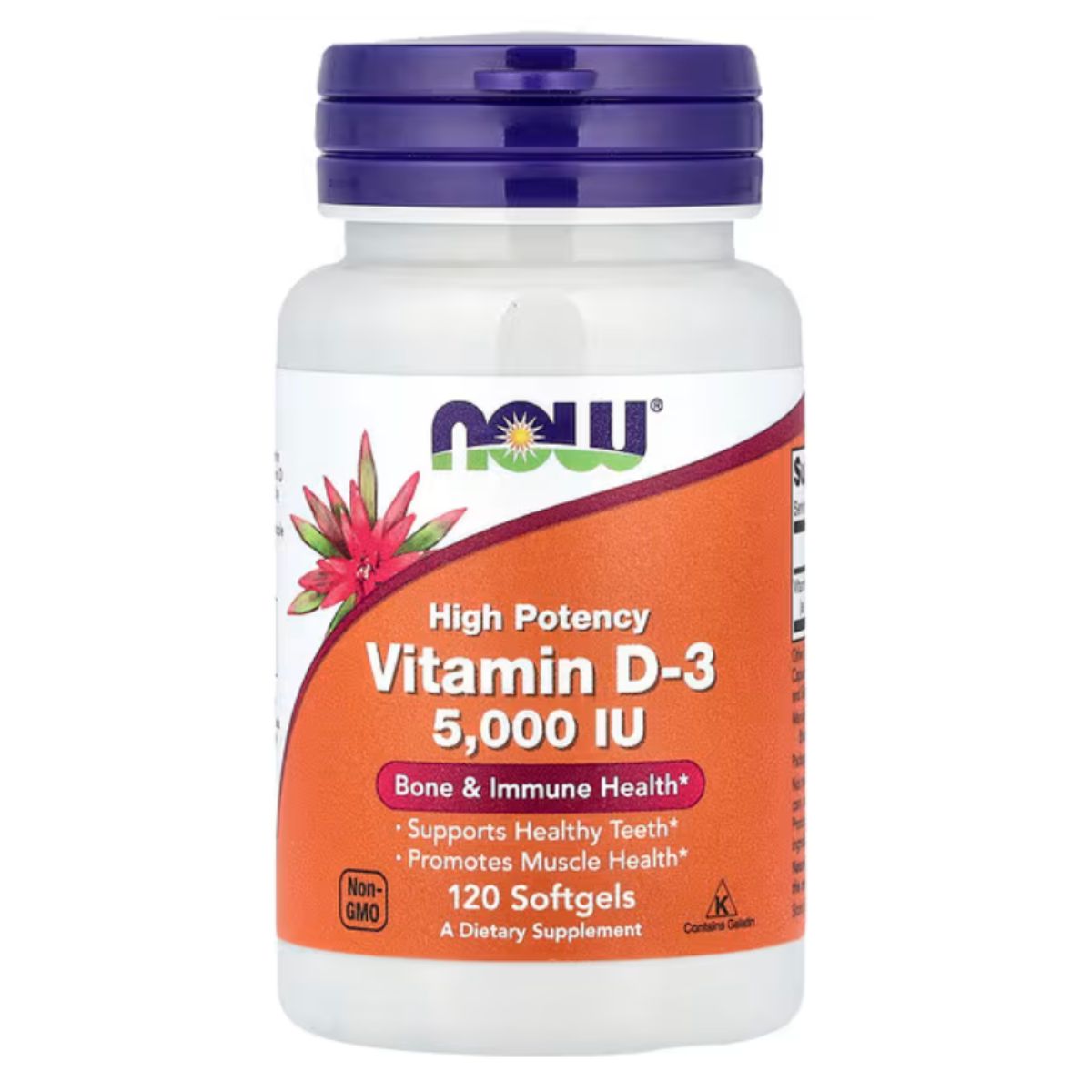 NOW Foods, Vitamin D-3, High Potency, 125 mcg (5,000 IU), 120 Softgels