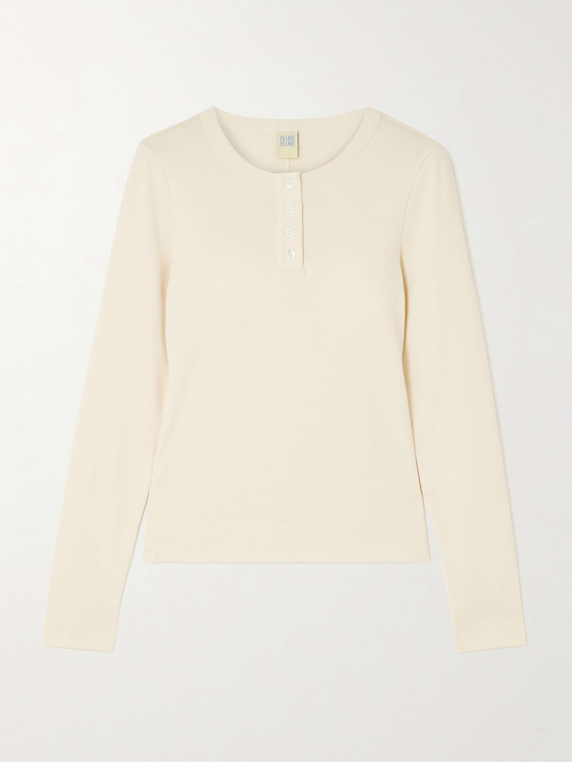 Jess Ribbed Organic Cotton-Jersey Henley Top