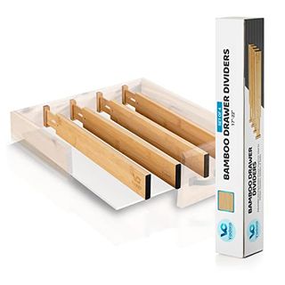 Vadora Collection Adjustable Bamboo Drawer Dividers Large 17
