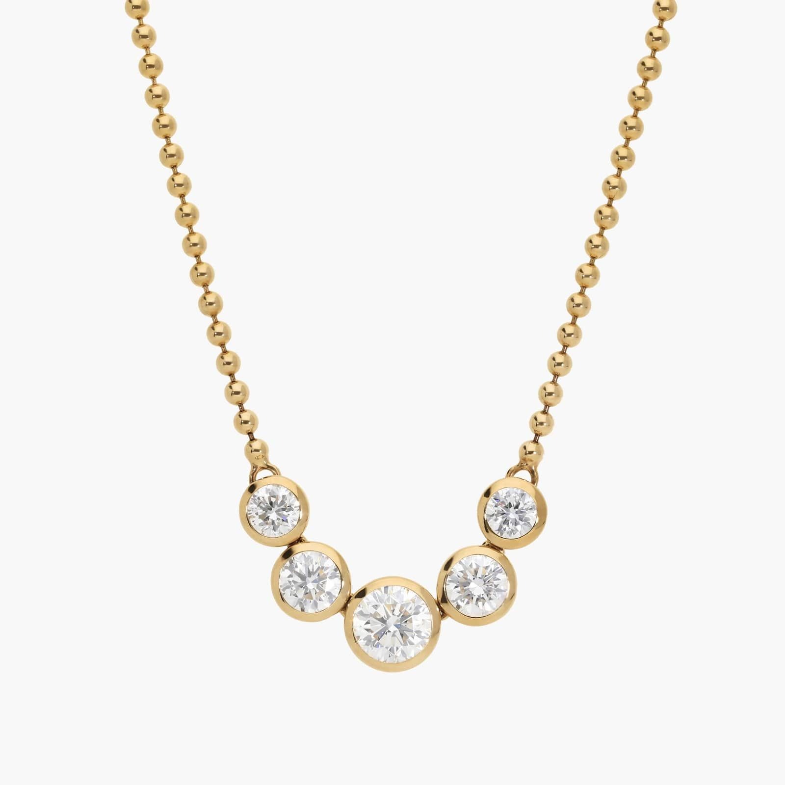 James Allen, Bezel Bead Chain Smile Necklace With 1 CTW Round Cut Lab-Grown Diamonds In 14K Yellow Gold