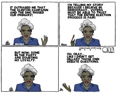 Political cartoon U.S. Donna Brazile Hillary Clinton DNC