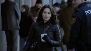 Sameen Shaw (Sarah Shahi) walking through Berlin on Person of Interest