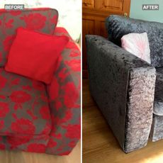 before and after makeover of sofa
