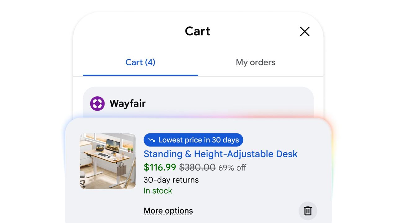 The Google Universal Cart shopping feature on a phone.
