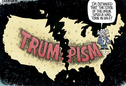 Political Cartoon U.S. Trump nation divide GOP speech tear