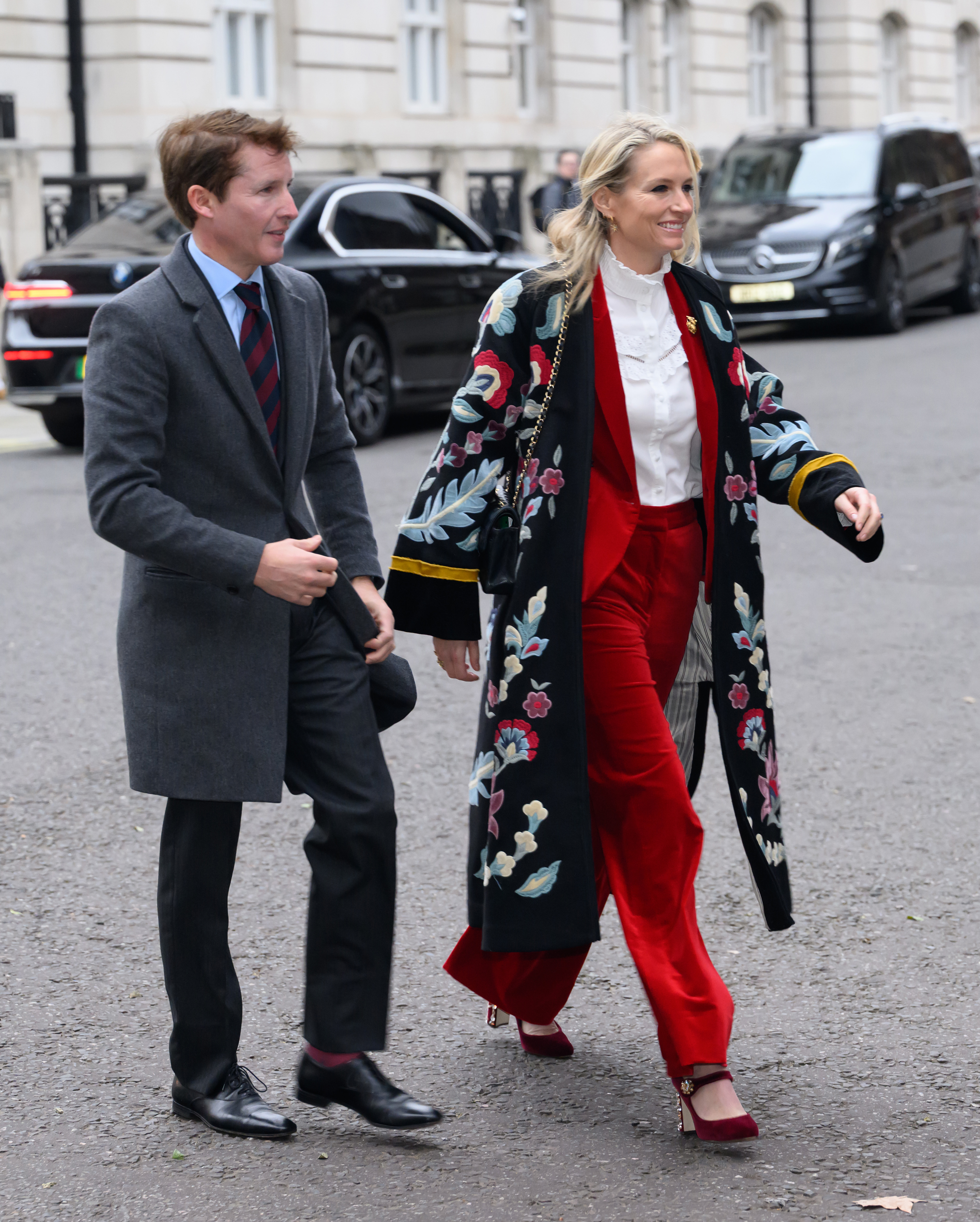 James Blunt and his wife walking into Athena Mapelli Mozzi&#039;s christening