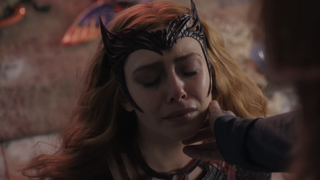Elizabeth Olsen's Scarlet Witch crying in Doctor Strange in the Multiverse of Madness