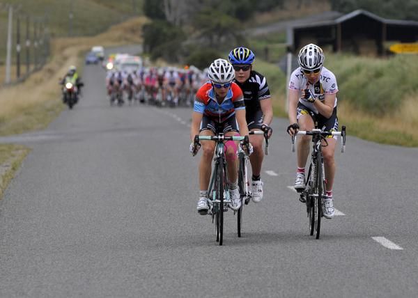 Three riders have gone clear, Ruth Corset (Jayco) Linda Villumsen (NZ National Team) and Amber Neben (HTC Highroad).
