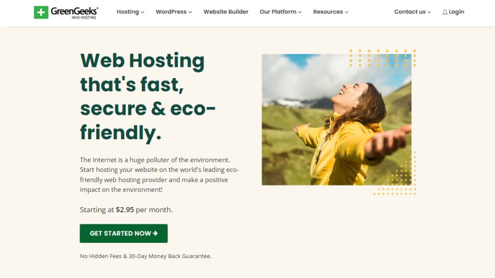 Website screenshot of GreenGeeks (August, 2025)