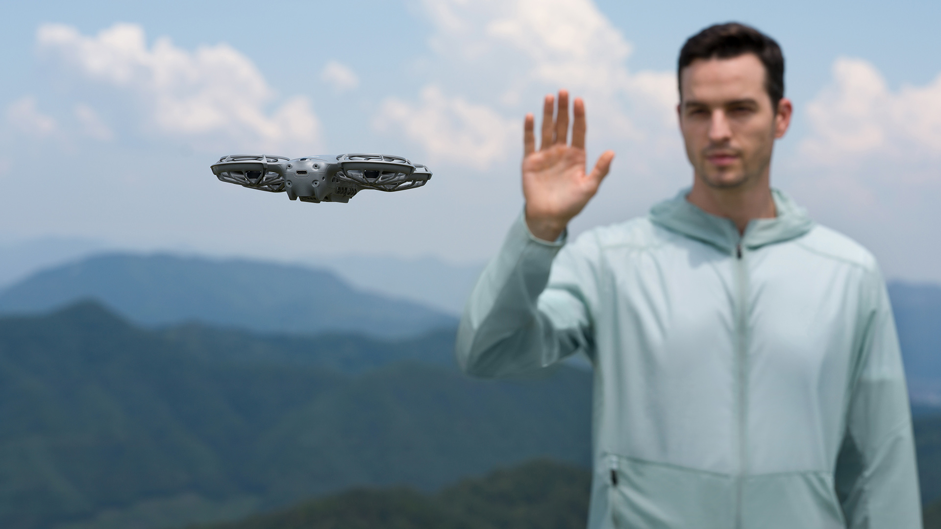 DJI Neo 2 being controlled via gesture