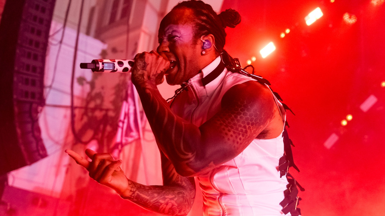 The Prodigy's Maxim on stage in London 2025