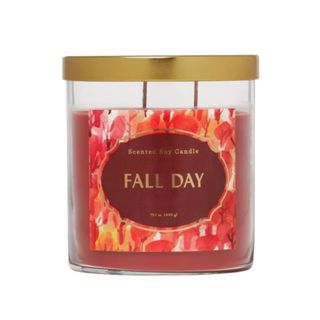 A red fall candle jar